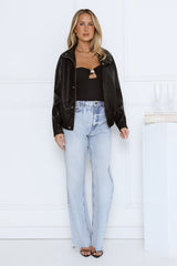 Spinning Pretty Faux Leather Jacket Black