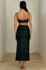 HELLO MOLLY Dusk Heart Sequin Midi Skirt Black