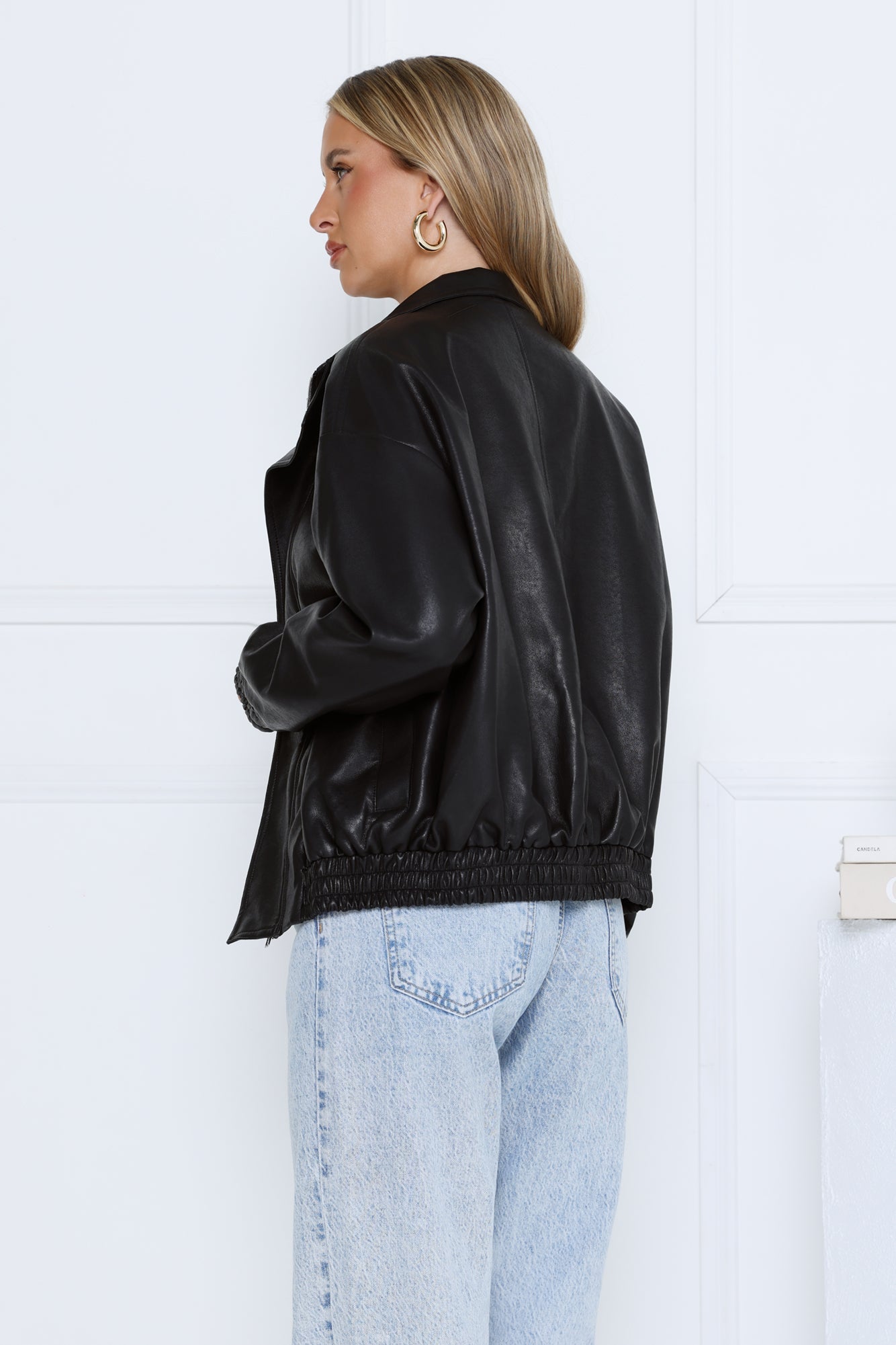 Spinning Pretty Faux Leather Jacket Black